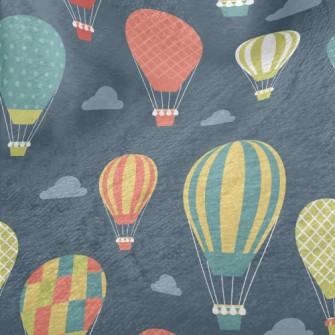 Colorful Pattern Hot Air Ballo Minky
