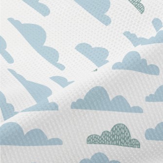 Hand Drawn Pattern Clouds Piqué