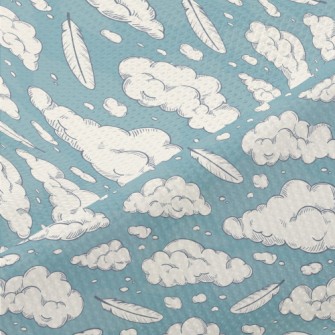 Retro Clouds And Feathers Piqué