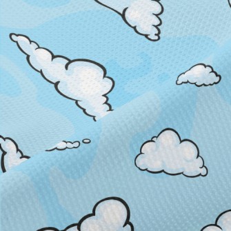 Cartoon Blue Clouds Piqué