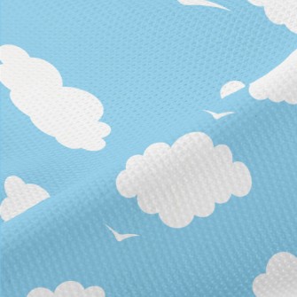 Flying Birds And White Clouds Piqué