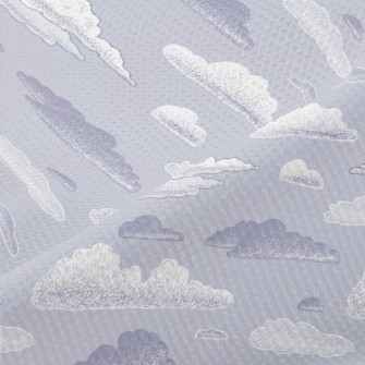 Purple Hand Drawn Clouds Piqué