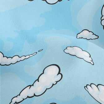 Cartoon Blue Clouds Lightweight Performance Linen
