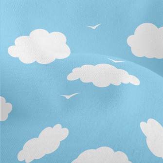 Flying Birds And White Clouds Lightweight Performance Linen