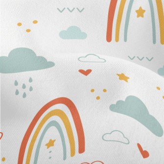 Cute Hand Drawn Rainbow Lightweight Performance Linen