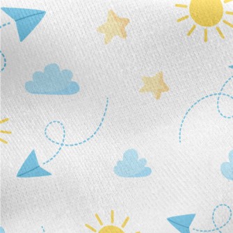 Paper Airplane And Sky Jersey Backed Fleece