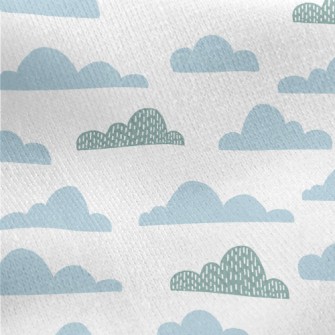 Hand Drawn Pattern Clouds Jersey Backed Fleece