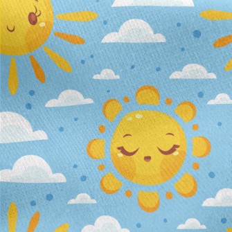 Cute Cartoon Sun Jersey Backed Fleece