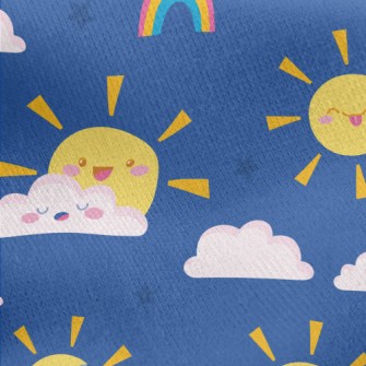 Happy Cartoon Sun Jersey Backed Fleece