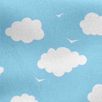 Flying Birds And White Clouds Jersey Backed Fleece