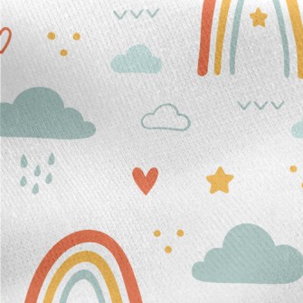 Cute Hand Drawn Rainbow Jersey Backed Fleece