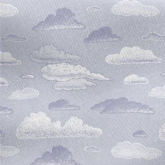 Purple Hand Drawn Clouds Jersey Backed Fleece