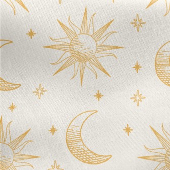 Hand Drawn Sun And Moon Symbol Jersey Backed Fleece