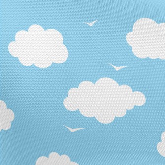 Flying Birds And White Clouds Pongee