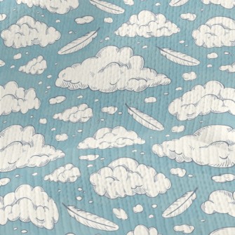 Retro Clouds And Feathers Stretch Jersey