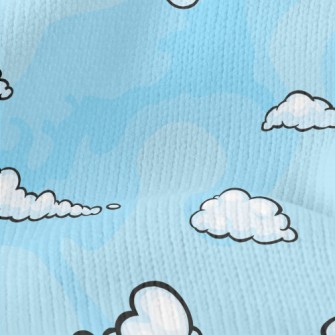 Cartoon Blue Clouds Stretch Jersey