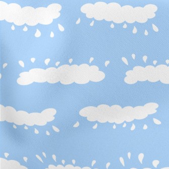 Rainy Day Hand Drawn Doodles Lightweight Cotton Poplin