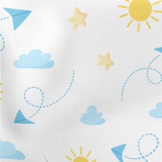Paper Airplane And Sky Lightweight Cotton Poplin