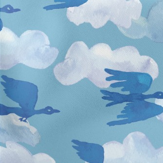 Watercolor Hand Drawn Migrator Lightweight Cotton Poplin