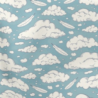 Retro Clouds And Feathers Lightweight Cotton Poplin