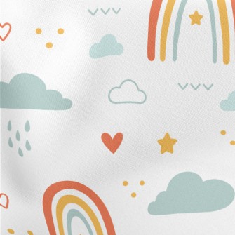 Cute Hand Drawn Rainbow Lightweight Cotton Poplin