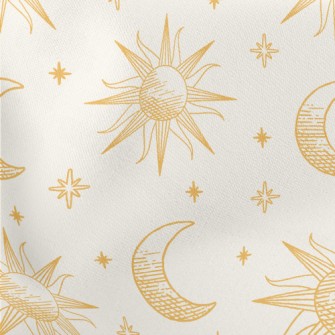 Hand Drawn Sun And Moon Symbol Lightweight Cotton Poplin