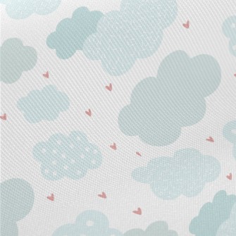 Hand Drawn Clouds And Love Hea Midweight Cotton Poplin