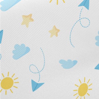 Paper Airplane And Sky Midweight Cotton Poplin