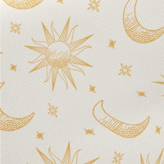Hand Drawn Sun And Moon Symbol Midweight Cotton Poplin