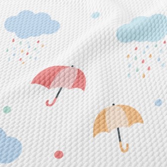 Rainbow Raindrop Umbrella Birdseye Piqué