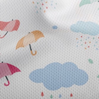 Rainbow Raindrop Umbrella Athletic Mesh Flat Back