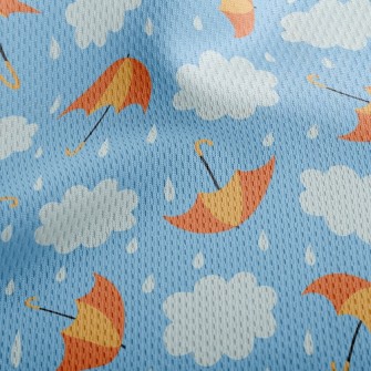 Bright Umbrella Raindrops Athletic Mesh Flat Back