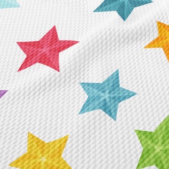 3D Colorful Stars Birdseye Piqué