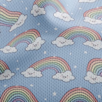 Stars Smiley Rainbow Athletic Mesh Flat Back