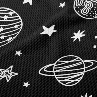 Hand Drawn Spaceship Birdseye Piqué