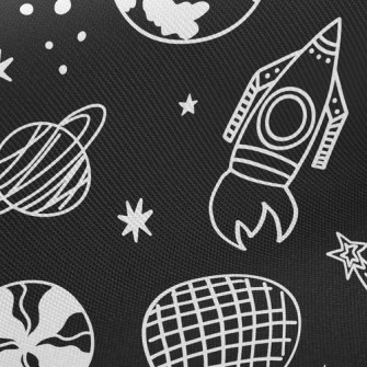 Hand Drawn Spaceship Twill