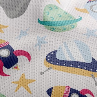 Spaceship Flying Saucer Athletic Mesh Flat Back