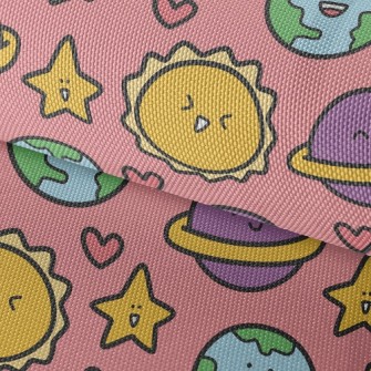 Excited Sun Smiling Planet Waterproof Oxford