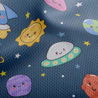 Emoticon Rocket Flying Saucer Athletic Mesh Flat Back
