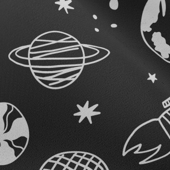 Hand Drawn Spaceship Chiffon