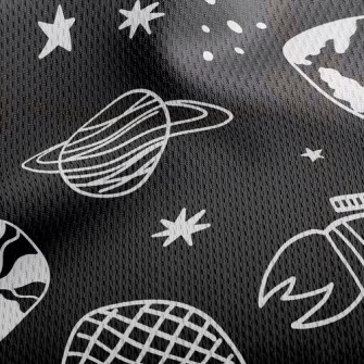 Hand Drawn Spaceship Athletic Mesh Flat Back