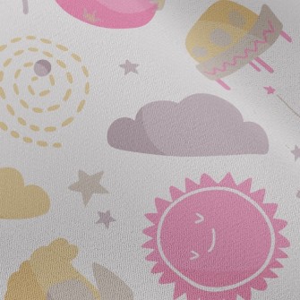 Smiling Planet And Space Shutt Chiffon