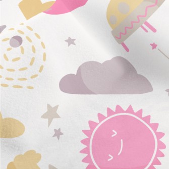 Smiling Planet And Space Shutt Micro Fleece