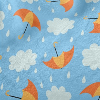 Bright Umbrella Raindrops Minky