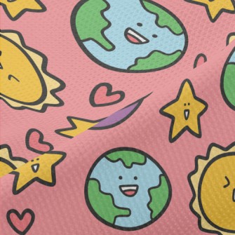 Excited Sun Smiling Planet Piqué