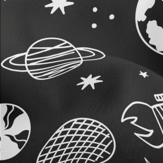 Hand Drawn Spaceship Lightweight Performance Linen