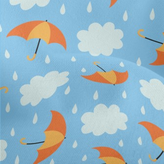 Bright Umbrella Raindrops Lightweight Performance Linen