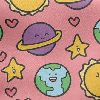 Excited Sun Smiling Planet Jersey Backed Fleece