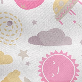 Smiling Planet And Space Shutt Jersey Backed Fleece