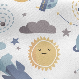 UFO And Sun Planet Jersey Backed Fleece